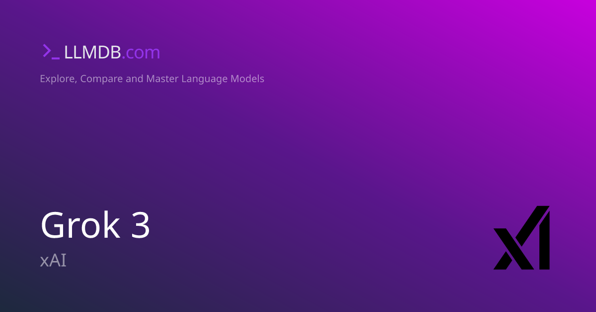 Grok 3 - xAI - LLM Database